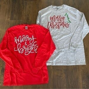 Gildan women’s medium long sleeve Christmas T-shirt bundle